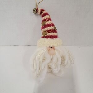 Santa Head W/‎ Yarn Beard & Fabric Face Christmas Ornament Cracker Barrel